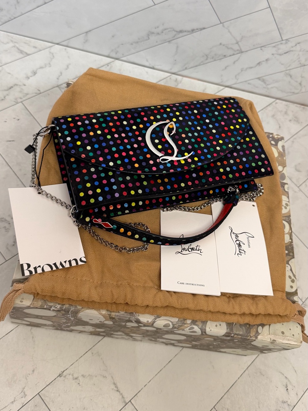 NWT CHRISTIAN LOUBOUTIN Polka Dot Multicolor Envelope crossbody 💕